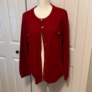 Milano Red Cardigan with Gold Buttons